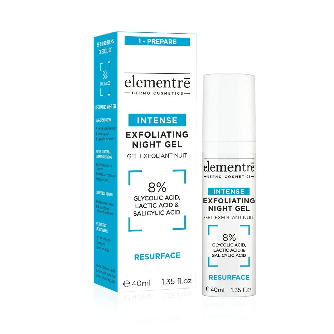 Elementre Exfoliating Night Gel (8% Acid laktik, acid glikolik, acid salicilik)