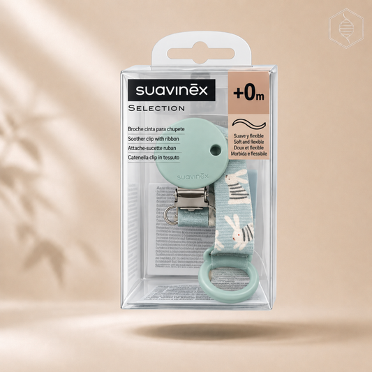 Suavinex - Clip with ribbon (jeshile)